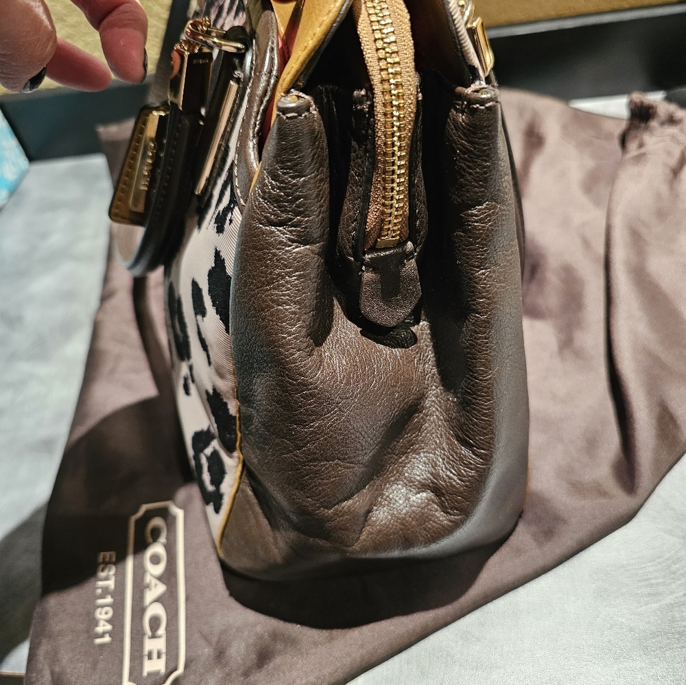 Coach leather leopard satchel - Picture 11 of 13